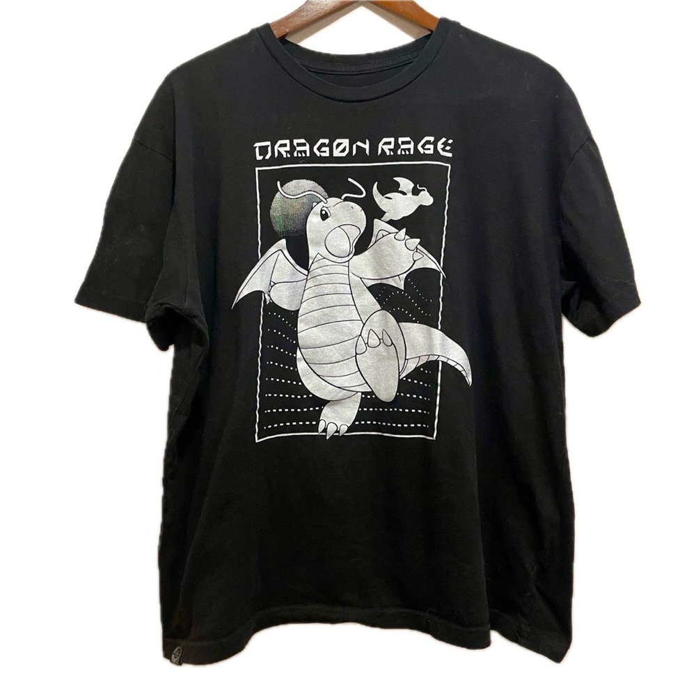 Dragonite Pokémon Greatest Hits Black Relaxed Fit Crew Neck T-Shirt - Adult XL